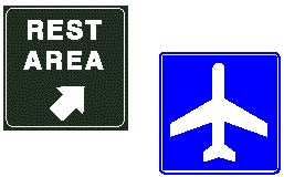 Guide Signs: Rest Area and Airport