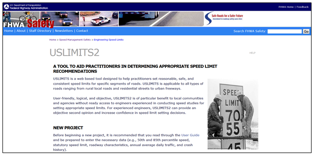Screen capture of the USLIMITS2 website