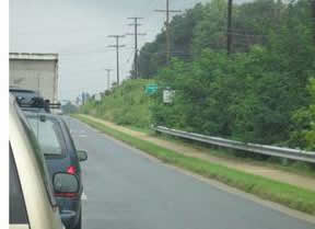 Roadside vegetation reduces visibility of signs as seen heading southbound on US 29.
